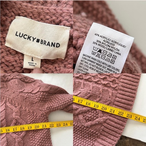 Lucky brand Mixed Cable Crew Pullover Sweater wool blend Large. - Picture 6 of 8